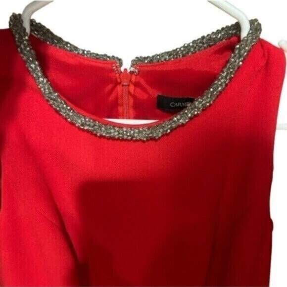 Carmen Marc Valvo Cocktail holiday dress Peplum Money Luxury Classic Sexy Fairy - Picture 5 of 11